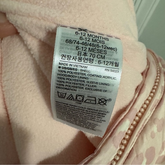 Baby Gap Girl’s Pink Leopard Snowsuit 6-12 Months - Picture 7 of 7